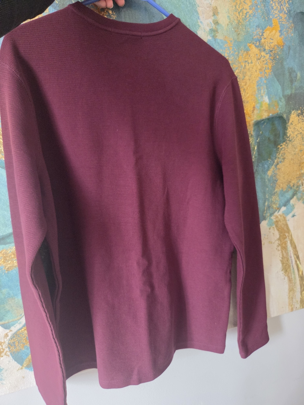 Banana Republic Men's Waffle Knit Crew in Deep Wine